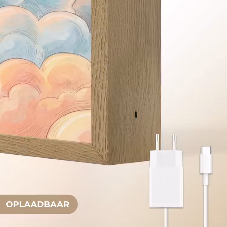 Wolk - Lucht - Natuur - Illustratief - Oranje Light Box met batterij (Wandlamp) middel -USP_websiteoplaadbaarNL