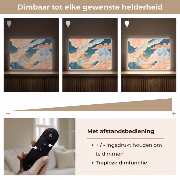 Wolk - Lucht - Natuur - Illustratief - Oranje Light Box met batterij (Wandlamp) middel -USP_dimbaarNL