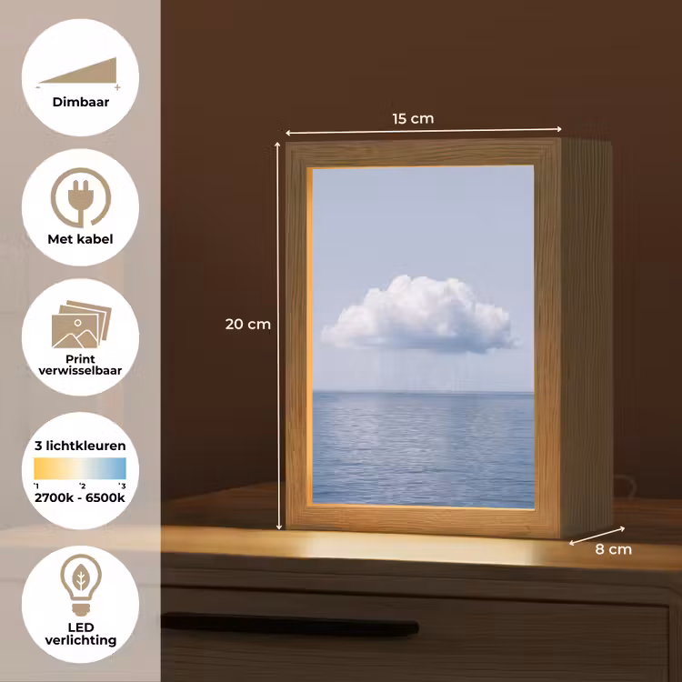 Lightbox - Wandlamp - Wolk - Regen - Natuur - Wolk - Regen - Natuur Light Box met kabel (Wandlamp) klein