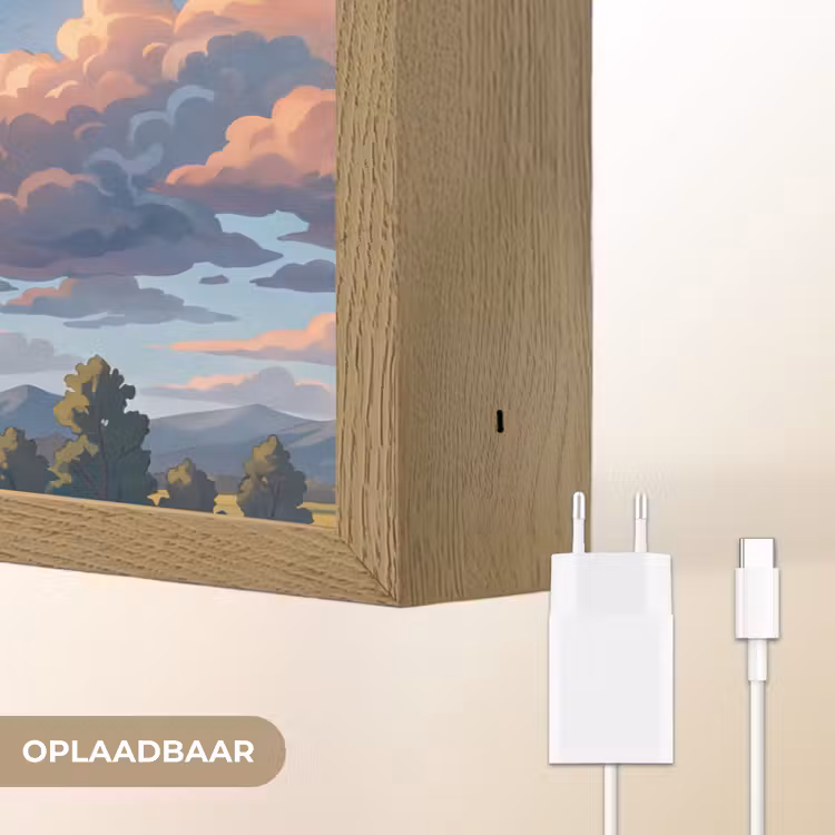 Wolken - Daghemel - Natuur - Illustratie - Oranje Light Box met batterij (Wandlamp) middel -USP_websiteoplaadbaarNL