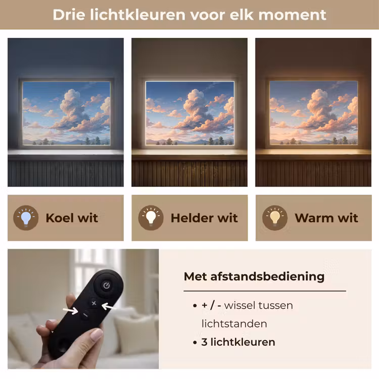 Wolken - Daghemel - Natuur - Illustratie - Oranje Light Box met batterij (Wandlamp) middel -USP_lichtkleurNL