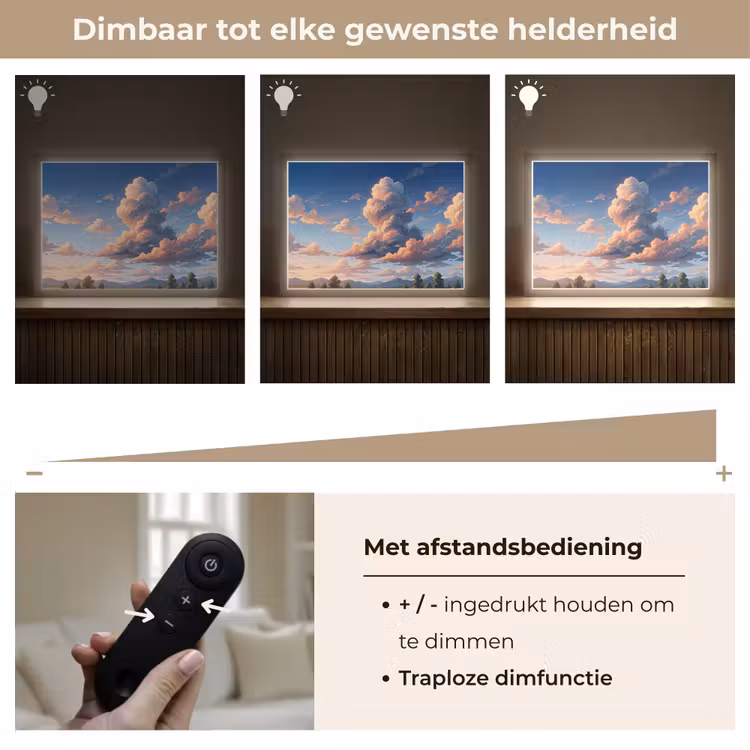 Wolken - Daghemel - Natuur - Illustratie - Oranje Light Box met batterij (Wandlamp) middel -USP_dimbaarNL