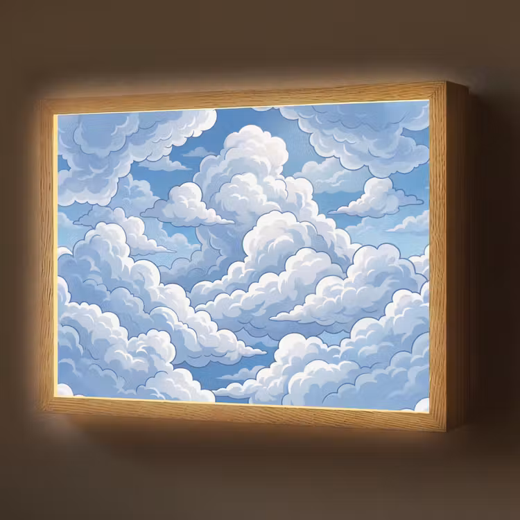 Wolken - Hemel - Abstract - Wit Light Box met batterij (Wandlamp) middel -z3d_website