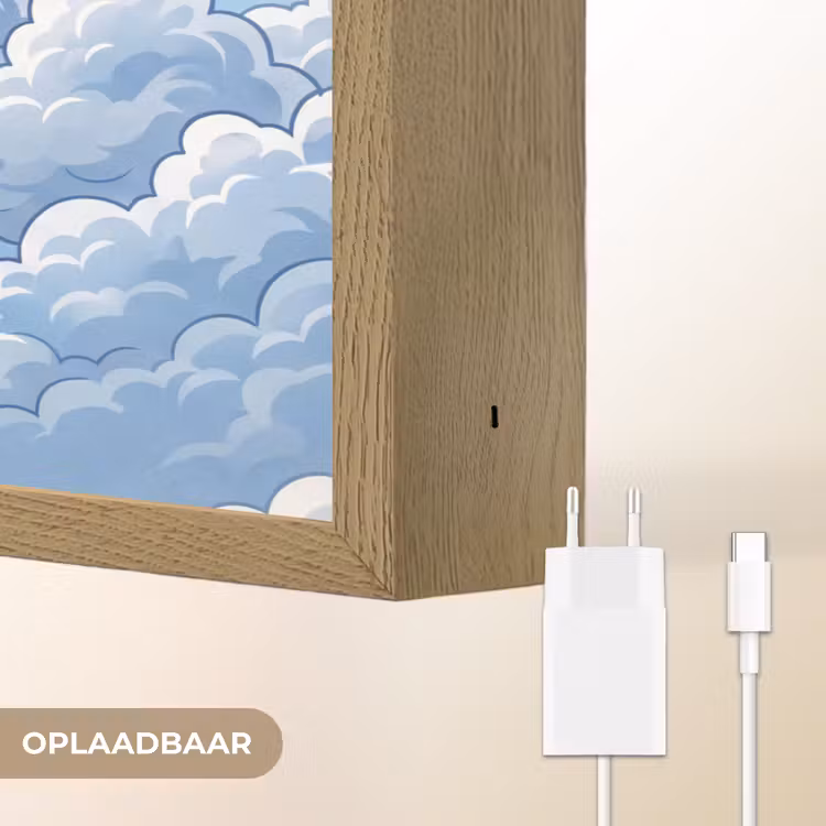Wolken - Hemel - Abstract - Wit Light Box met batterij (Wandlamp) middel -USP_websiteoplaadbaarNL