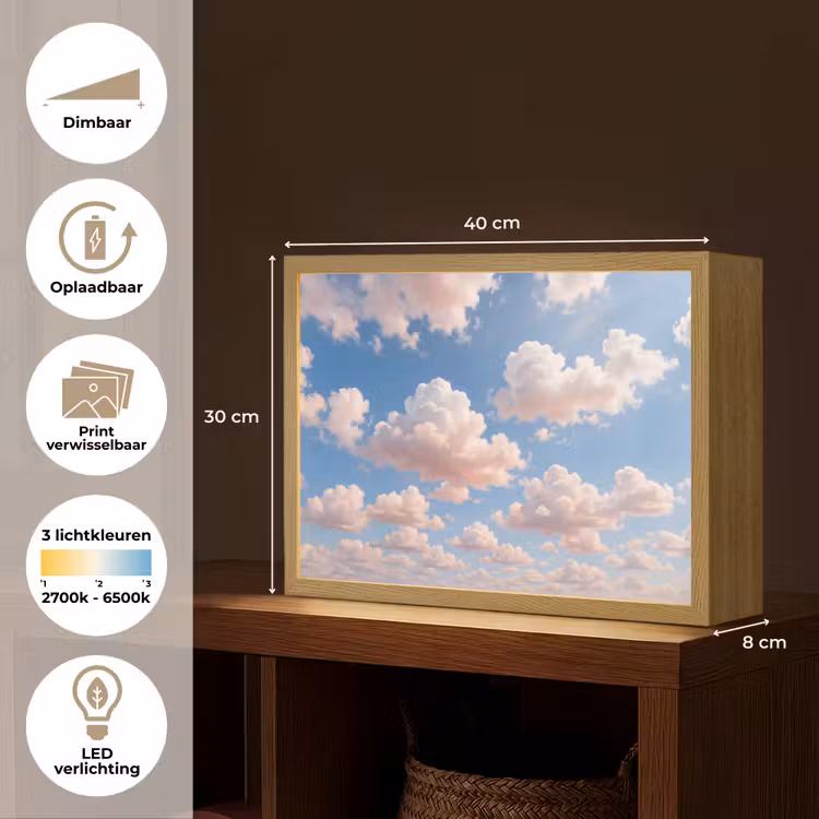 Wolken - Hemel - Natuur - Licht - Blauw Light Box met batterij (Wandlamp) middel -USP_websiteoverzichtNL