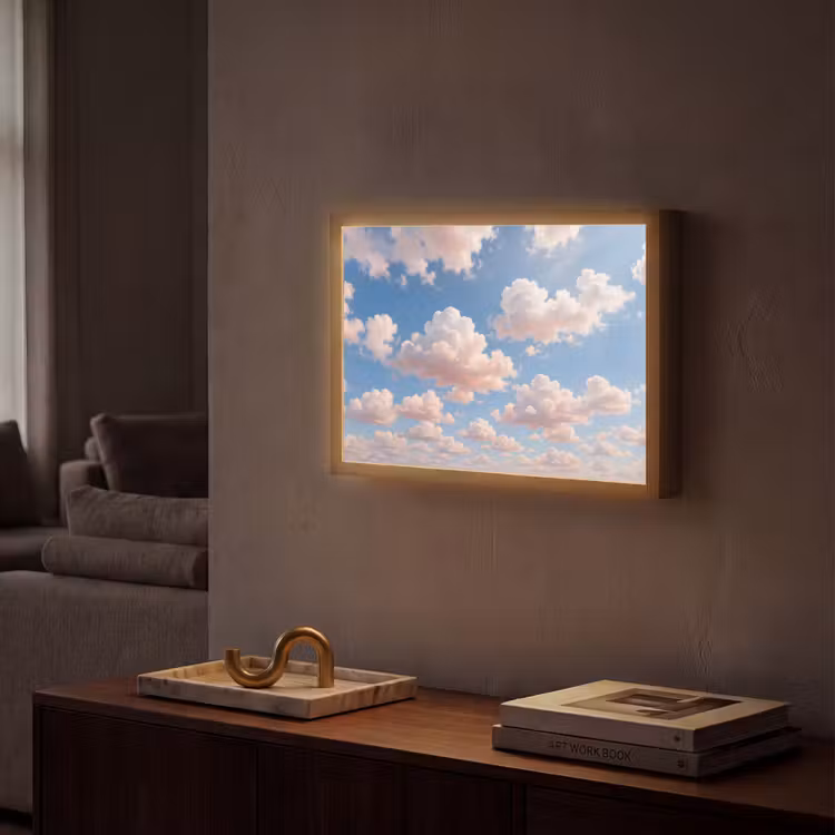Wolken - Hemel - Natuur - Licht - Blauw Light Box met batterij (Wandlamp) middel -sfeer1