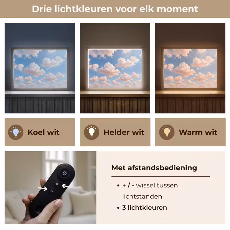 Wolken - Hemel - Natuur - Licht - Blauw Light Box met batterij (Wandlamp) middel -USP_lichtkleurNL