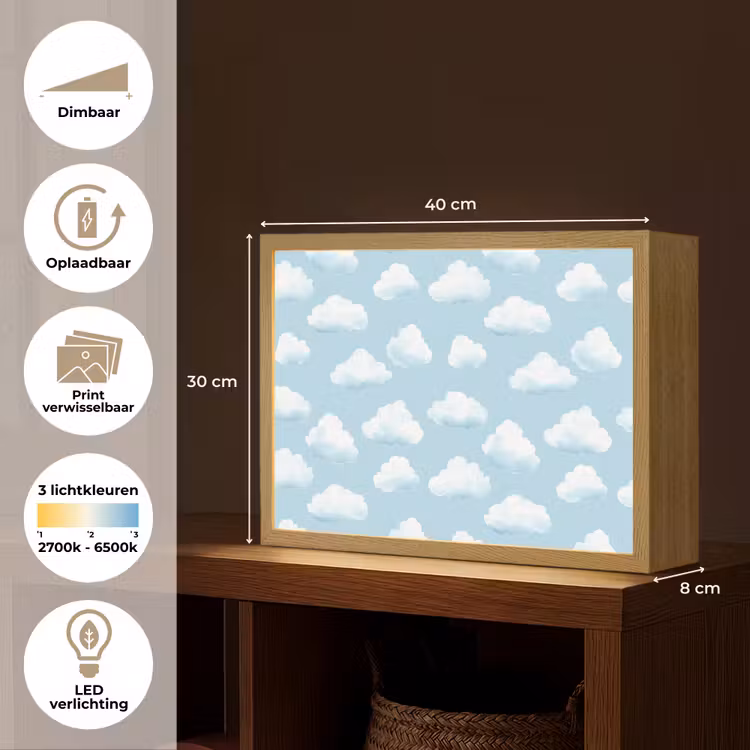 Wolken - Illustratie - Blauw Light Box met batterij (Wandlamp) middel 907 -USP_websiteoverzichtNL