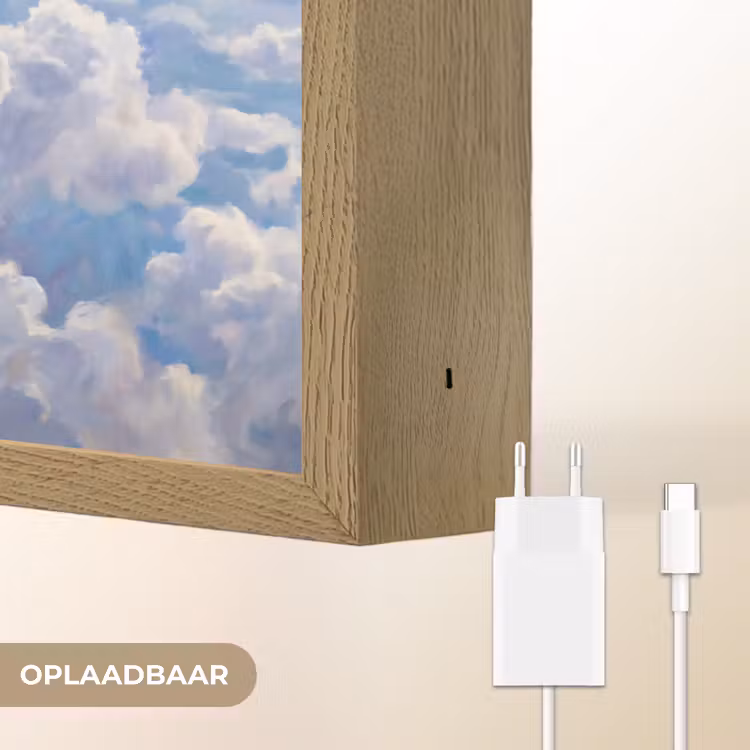 Wolken - Lucht - Natuur - Abstract - Blauw Light Box met batterij (Wandlamp) middel -USP_websiteoplaadbaarNL