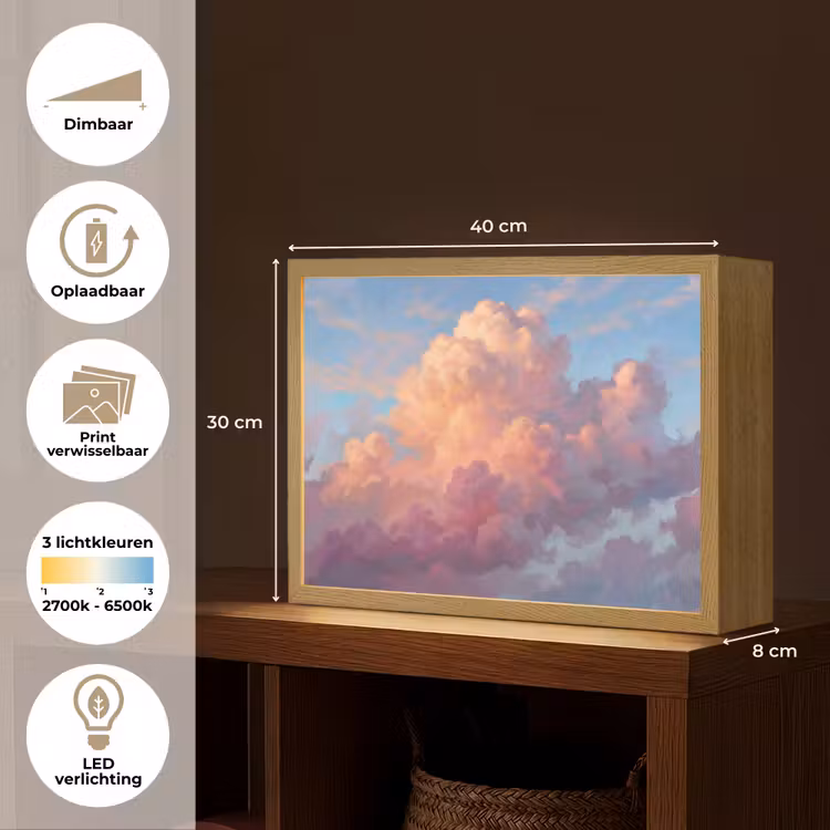 Wolken - Lucht - Natuur - Abstract - Kleurrijk Light Box met batterij (Wandlamp) middel -USP_websiteoverzichtNL