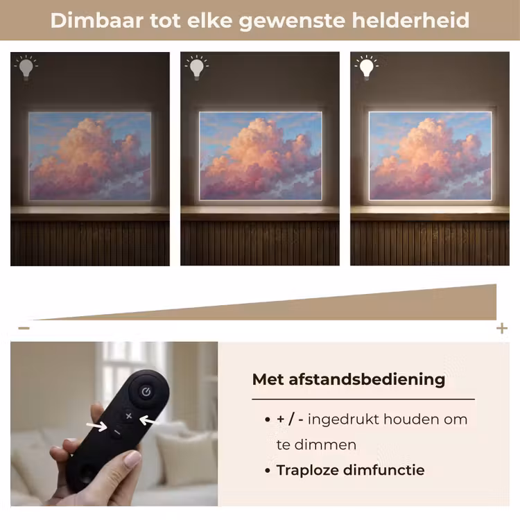 Wolken - Lucht - Natuur - Abstract - Kleurrijk Light Box met batterij (Wandlamp) middel -USP_dimbaarNL