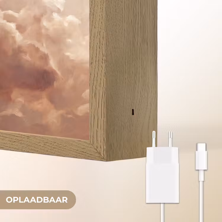 Wolken - Lucht - Natuur - Modern - Bruin Light Box met batterij (Wandlamp) middel -USP_websiteoplaadbaarNL