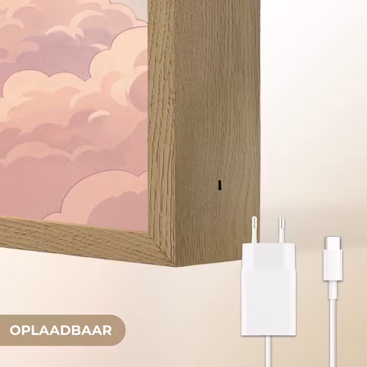 Wolken - Lucht - Natuur - Pastel - Roze Light Box met batterij (Wandlamp) middel -USP_websiteoplaadbaarNL