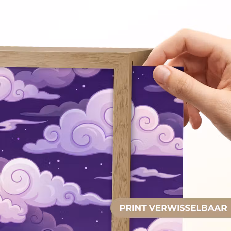Wolken - Nacht - Natuur - Abstract - Paars Light Box met batterij (Wandlamp) middel -USP_websiteprintNL