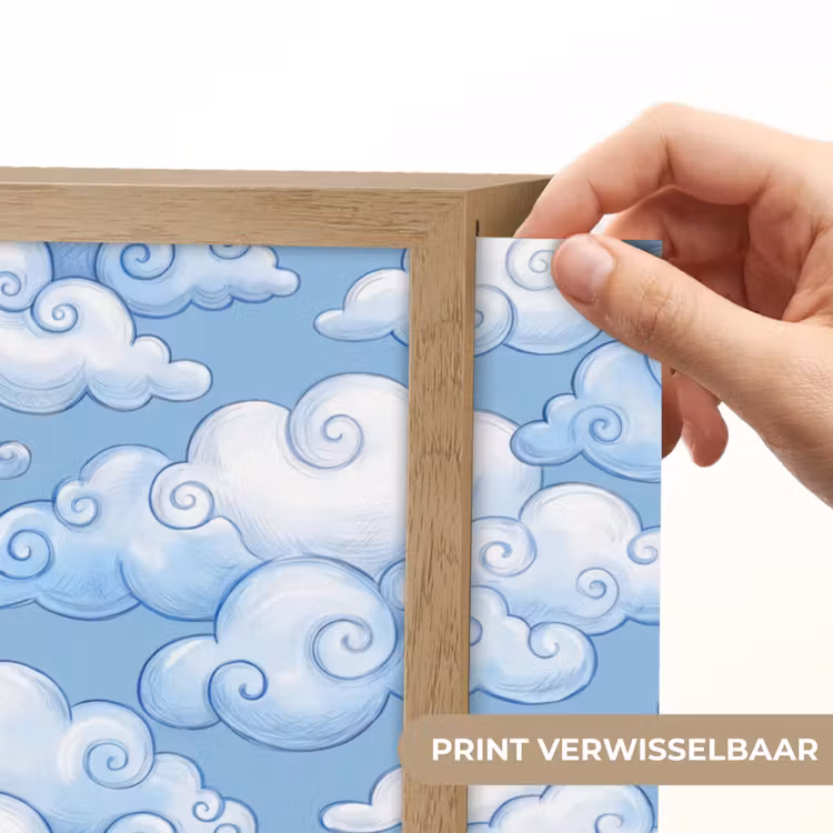Wolken - Patroon - Hemel - Illustratie - Wit Light Box met batterij (Wandlamp) middel -USP_websiteprintNL