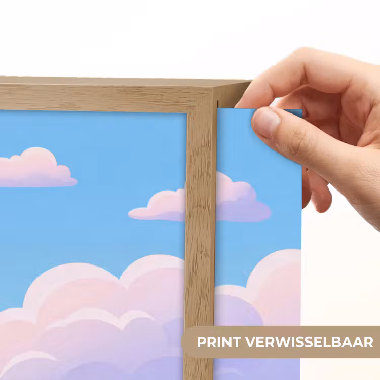 Wolken - Roze - Blauw - Natuur - Modern Light Box met batterij (Wandlamp) middel -USP_websiteprintNL