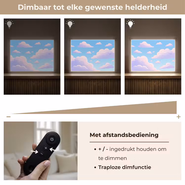 Wolken - Roze - Blauw - Natuur - Modern Light Box met batterij (Wandlamp) middel -USP_dimbaarNL