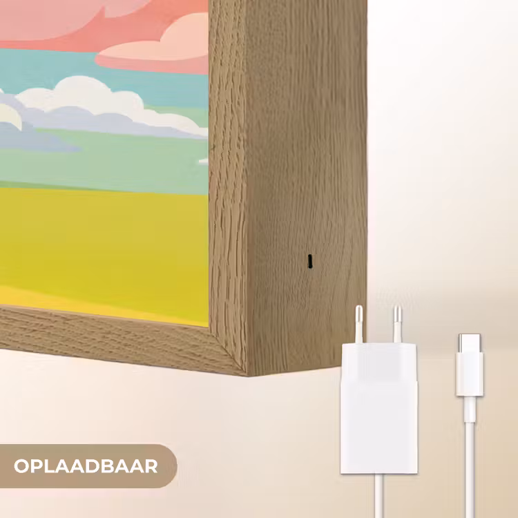 Wolken - Roze - Natuur - Modern - Pastel Light Box met batterij (Wandlamp) middel -USP_websiteoplaadbaarNL