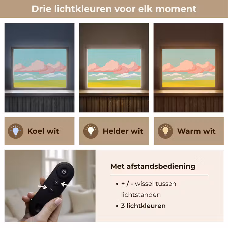 Wolken - Roze - Natuur - Modern - Pastel Light Box met batterij (Wandlamp) middel -USP_lichtkleurNL