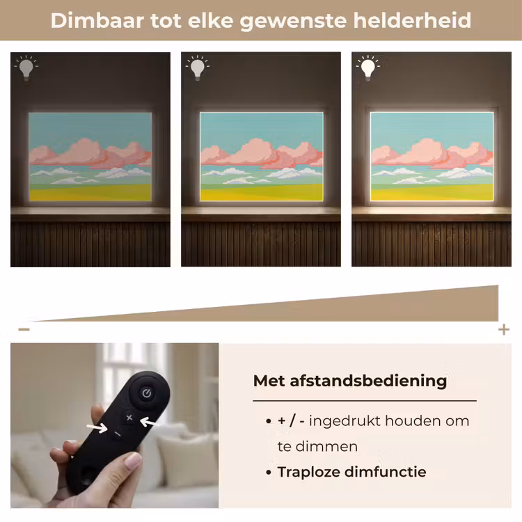 Wolken - Roze - Natuur - Modern - Pastel Light Box met batterij (Wandlamp) middel -USP_dimbaarNL