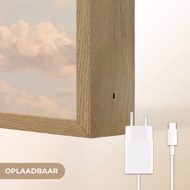 Wolken - Zacht - Natuur - Klassiek - Beige Light Box met batterij (Wandlamp) middel -USP_websiteoplaadbaarNL