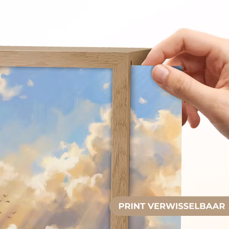 Wolken - Zonnestralen - Natuur - Abstract - Blauw Light Box met batterij (Wandlamp) middel -USP_websiteprintNL
