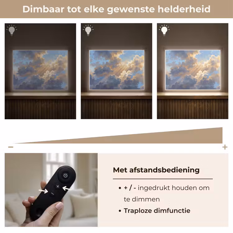Wolken - Zonnestralen - Natuur - Abstract - Blauw Light Box met batterij (Wandlamp) middel -USP_dimbaarNL