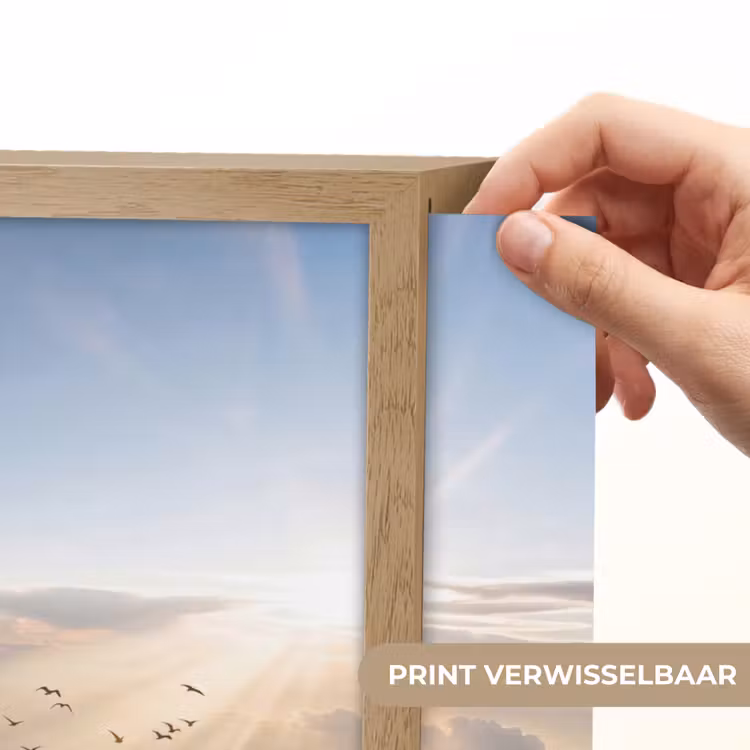 Wolken - Zonnestralen - Natuur - Wit Light Box met batterij (Wandlamp) middel -USP_websiteprintNL