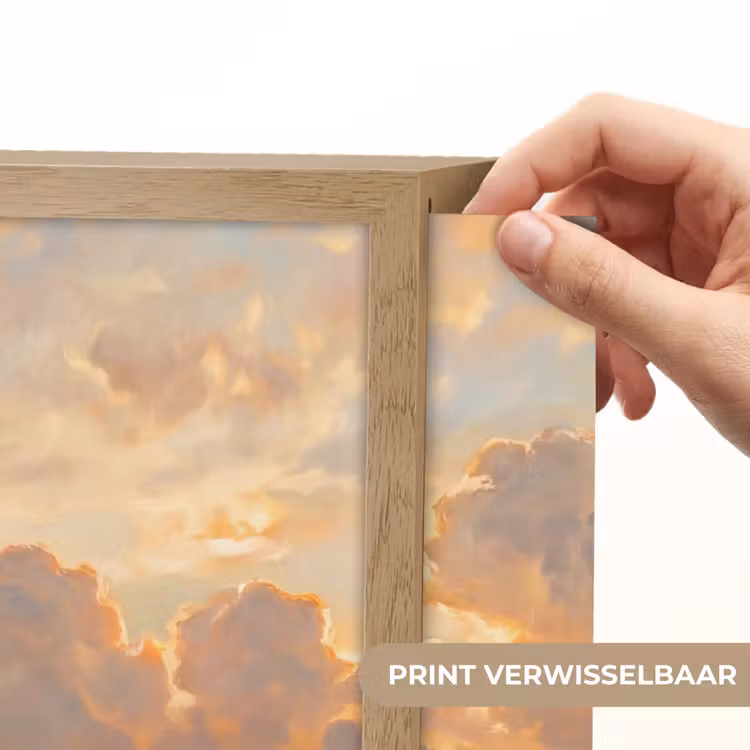 Wolken - Zonsondergang - Natuur - Abstract - Goud Light Box met batterij (Wandlamp) middel -USP_websiteprintNL
