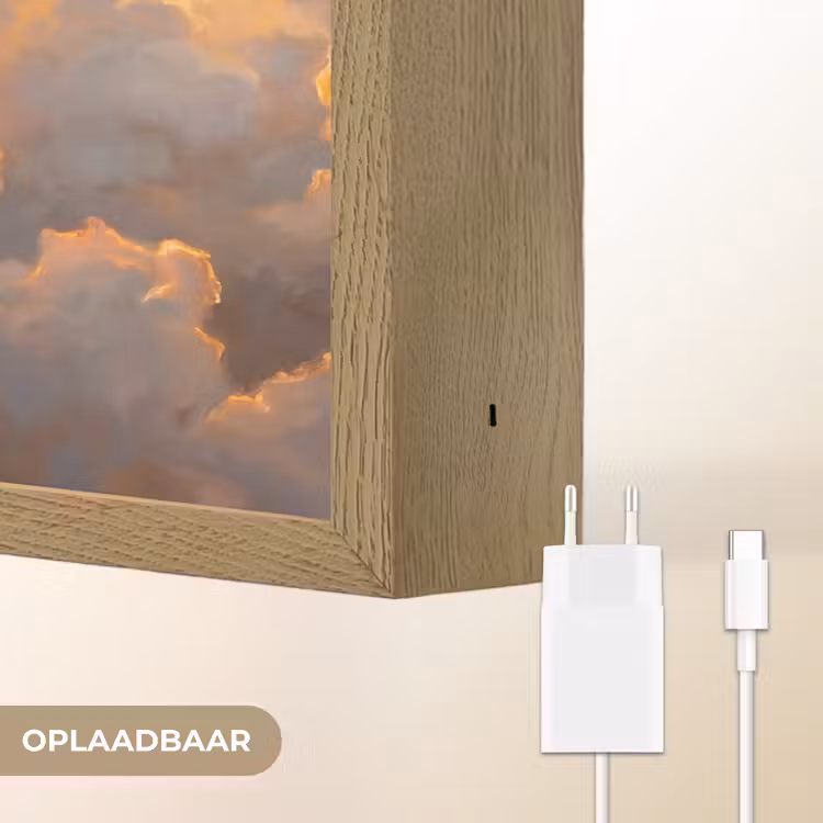 Wolken - Zonsondergang - Natuur - Abstract - Goud Light Box met batterij (Wandlamp) middel -USP_websiteoplaadbaarNL