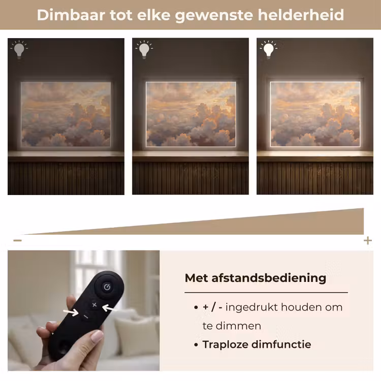 Wolken - Zonsondergang - Natuur - Abstract - Goud Light Box met batterij (Wandlamp) middel -USP_dimbaarNL