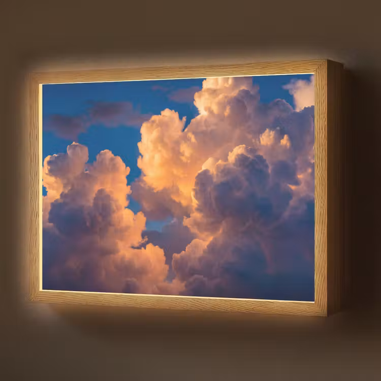Wolken - Zonsondergang - Natuur - Oranje - Blauw Light Box met batterij (Wandlamp) middel -z3d_website