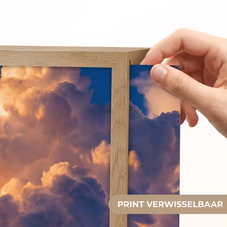 Wolken - Zonsondergang - Natuur - Oranje - Blauw Light Box met batterij (Wandlamp) middel -USP_websiteprintNL