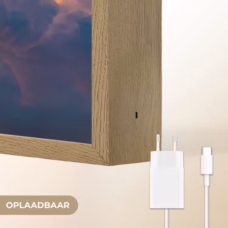 Wolken - Zonsondergang - Natuur - Oranje - Blauw Light Box met batterij (Wandlamp) middel -USP_websiteoplaadbaarNL