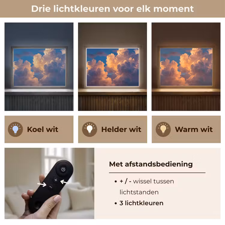 Wolken - Zonsondergang - Natuur - Oranje - Blauw Light Box met batterij (Wandlamp) middel -USP_lichtkleurNL