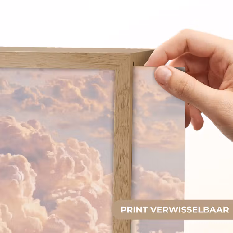 Wolken - Zonsondergang - Natuur - Pastel - Roze Light Box met batterij (Wandlamp) middel -USP_websiteprintNL