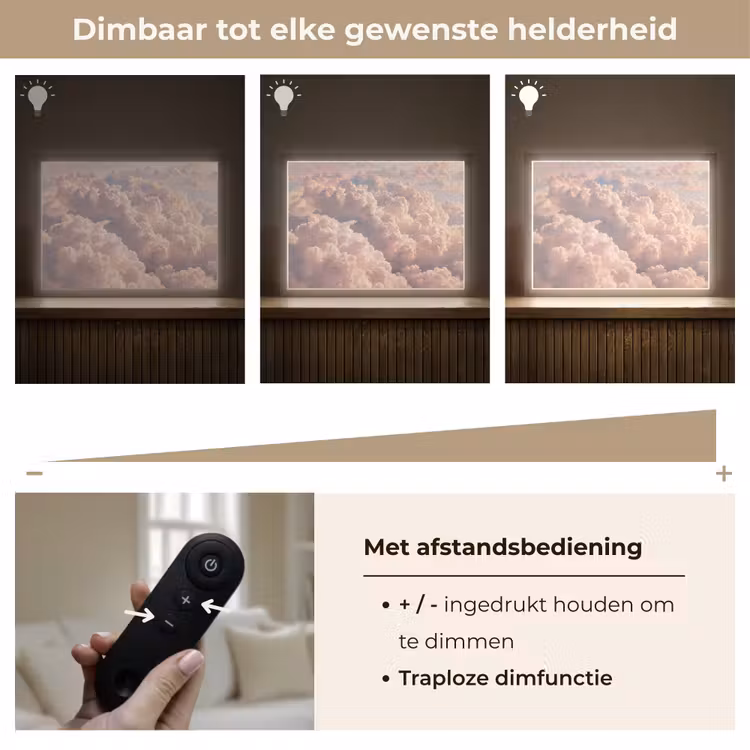 Wolken - Zonsondergang - Natuur - Pastel - Roze Light Box met batterij (Wandlamp) middel -USP_dimbaarNL