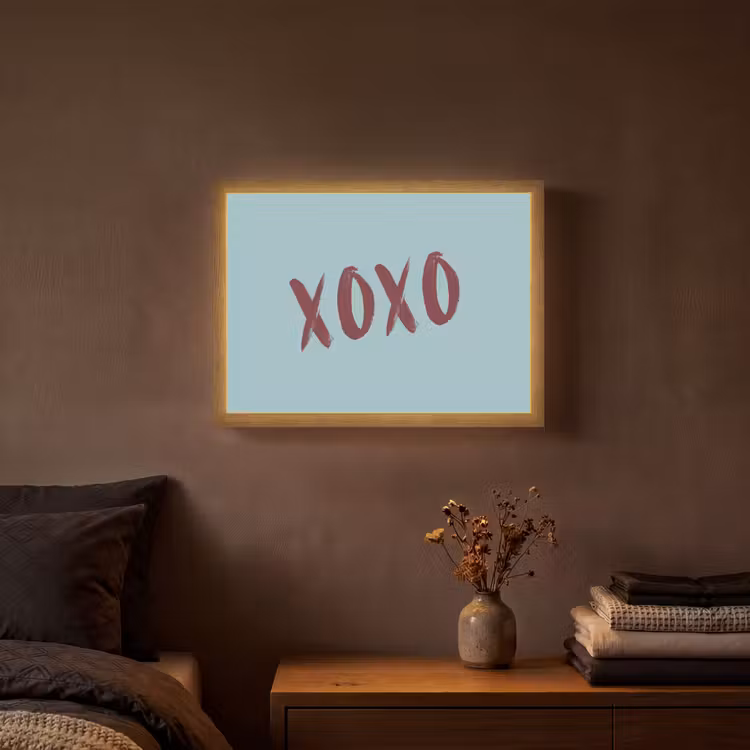 XOXO - Blauw - Rood Light Box met batterij (Wandlamp) middel -sfeer4