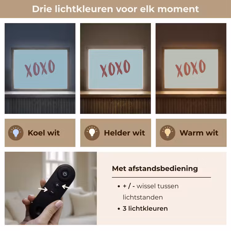 XOXO - Blauw - Rood Light Box met batterij (Wandlamp) middel -USP_lichtkleurNL