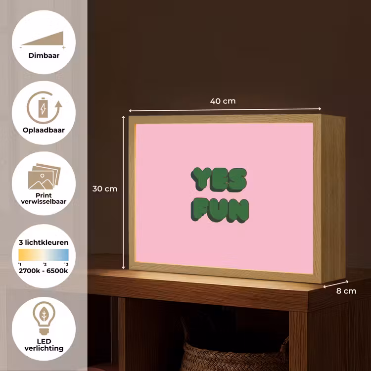 Yes fun - Groen - Roze Light Box met batterij (Wandlamp) middel -USP_websiteoverzichtNL