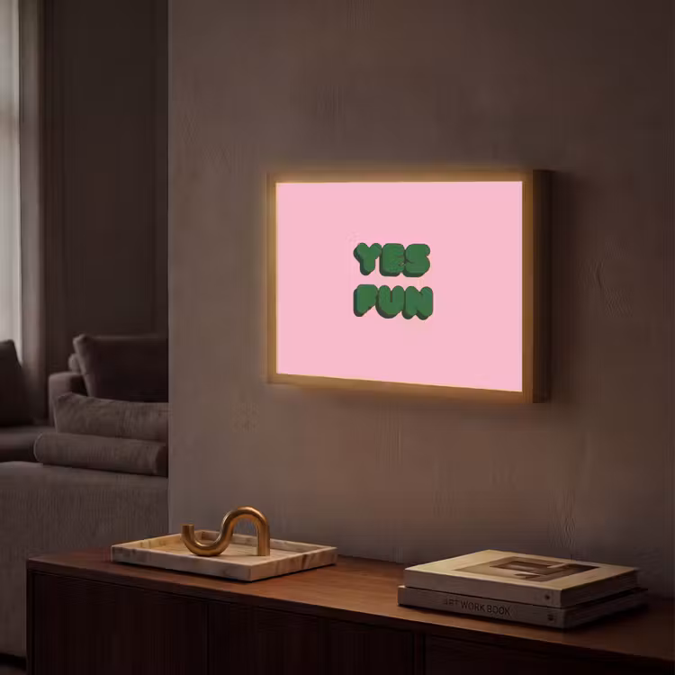 Yes fun - Groen - Roze Light Box met batterij (Wandlamp) middel -sfeer1