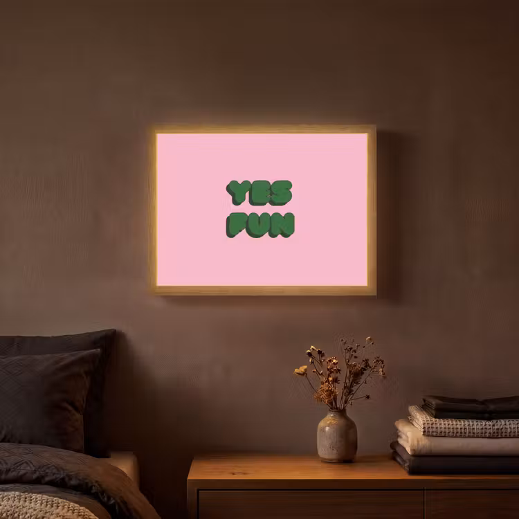 Yes fun - Groen - Roze Light Box met batterij (Wandlamp) middel -sfeer4