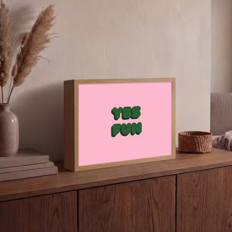 Yes fun - Groen - Roze Light Box met batterij (Wandlamp) middel -sfeer2