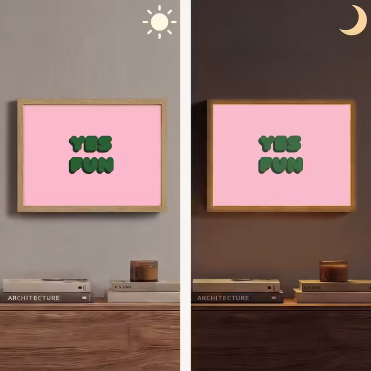 Yes fun - Groen - Roze Light Box met batterij (Wandlamp) middel -sfeer3