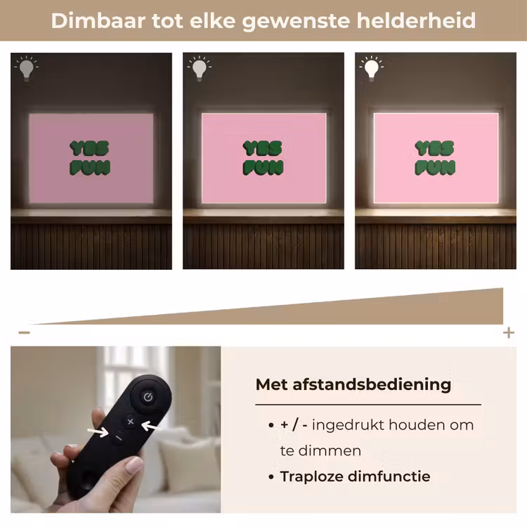 Yes fun - Groen - Roze Light Box met batterij (Wandlamp) middel -USP_dimbaarNL