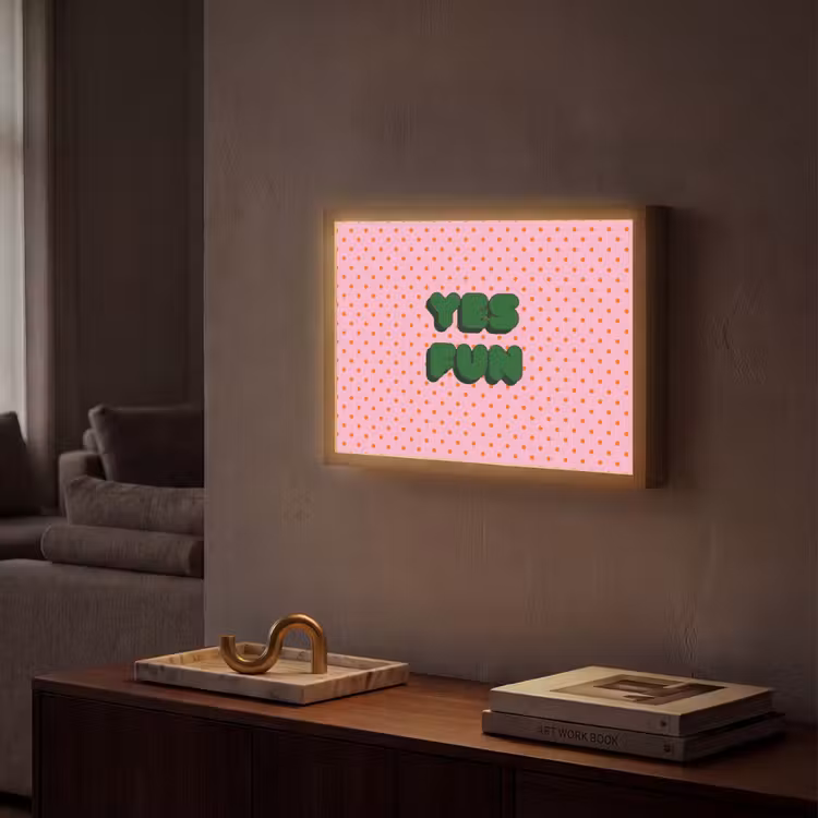 Yes fun - Groen - Roze - Stippen Light Box met batterij (Wandlamp) middel -sfeer1