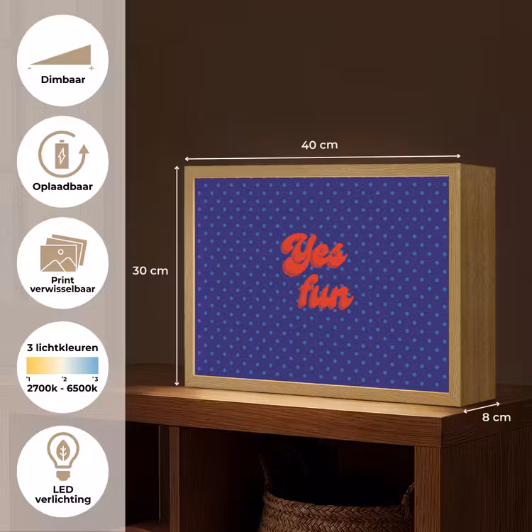 Yes fun - Rood - Blauw - Stippen Light Box met batterij (Wandlamp) middel -USP_websiteoverzichtNL