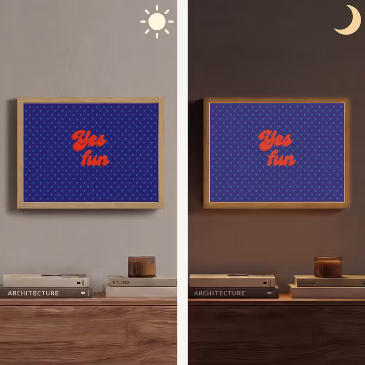 Yes fun - Rood - Blauw - Stippen Light Box met batterij (Wandlamp) middel -sfeer3