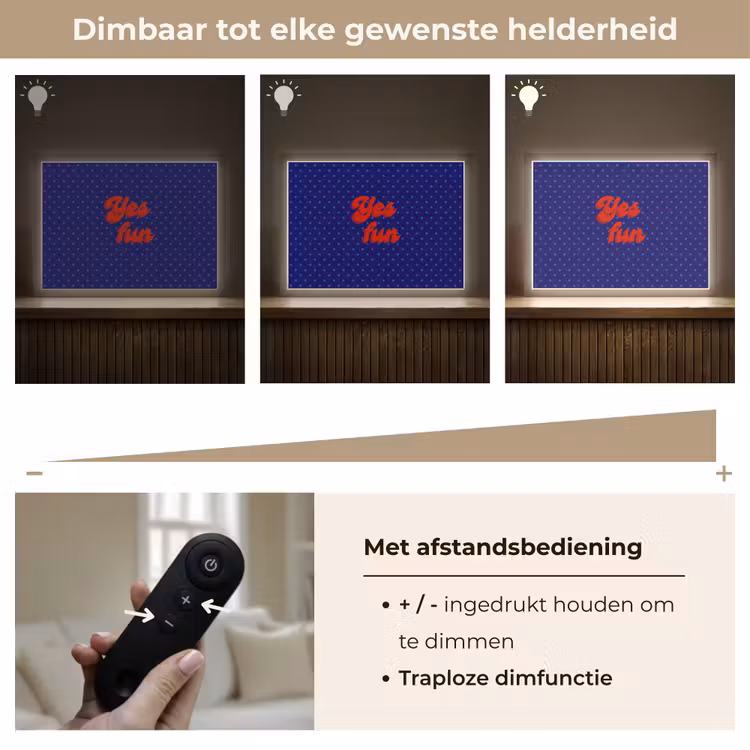 Yes fun - Rood - Blauw - Stippen Light Box met batterij (Wandlamp) middel -USP_dimbaarNL