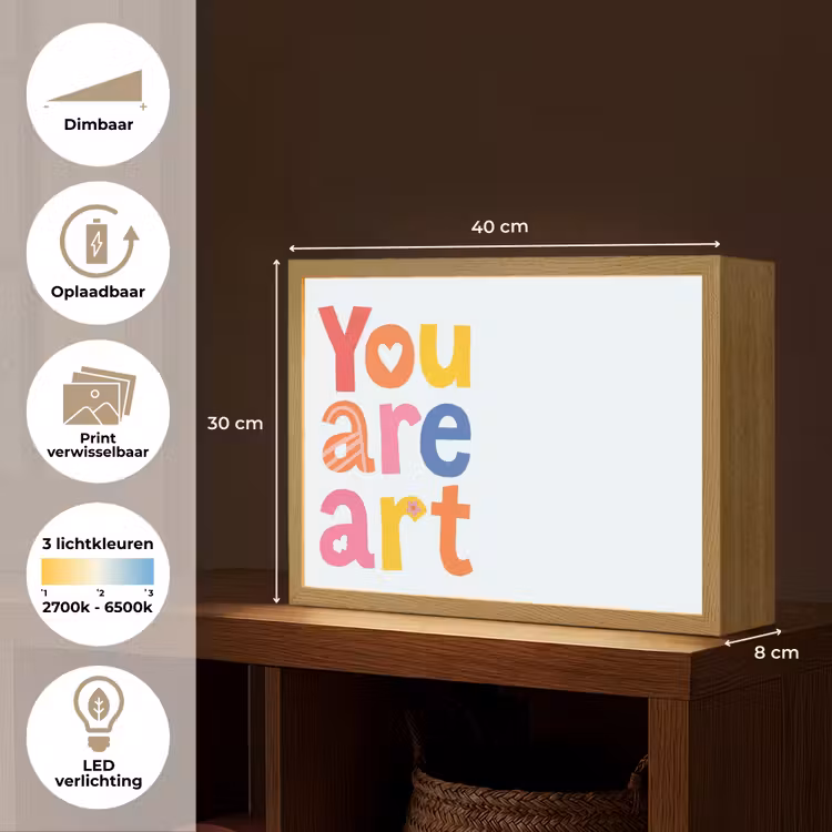 You are art - Kleurrijk - Grafisch Light Box met batterij (Wandlamp) middel -USP_websiteoverzichtNL